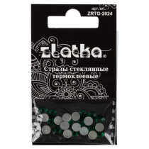 Страз клеевой " Zlatka" ZRTG- 2024 SS20 цветные 4. 7 мм стекло 24 шт в пакете с картонным еврослотом №10 изумрудный ( Emerald) 